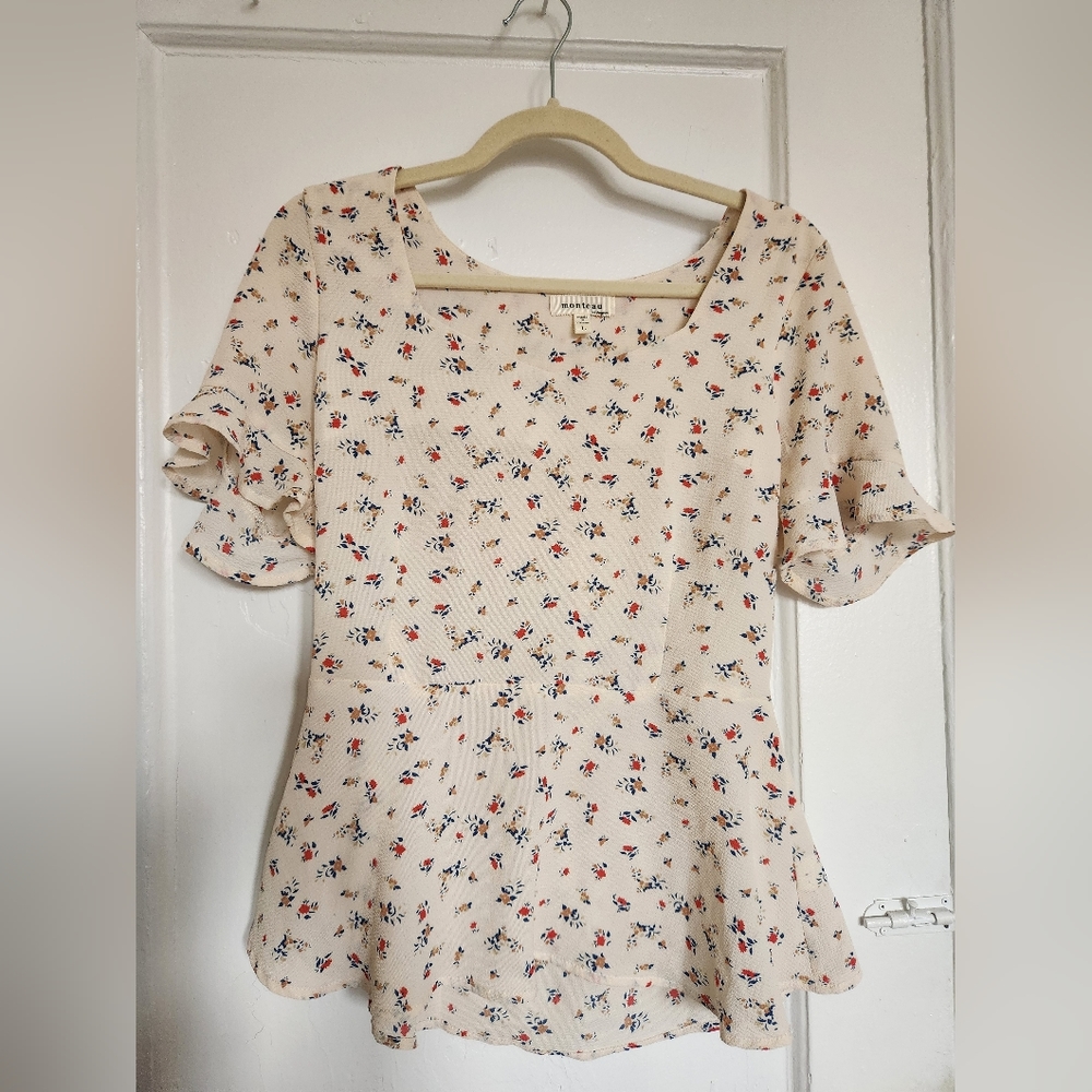 Floral blouse with low cut